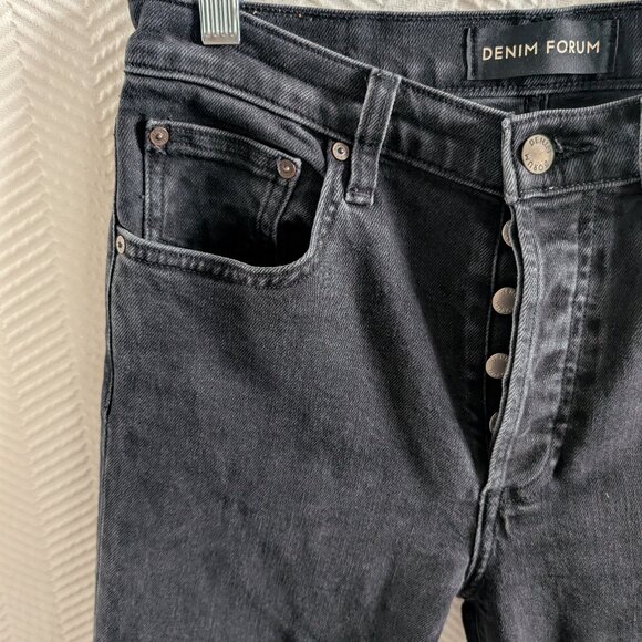 Denim Forum The Yoko High Rise Slim Crop Black Jeans Button Fly Size 26 - Picture 4 of 11